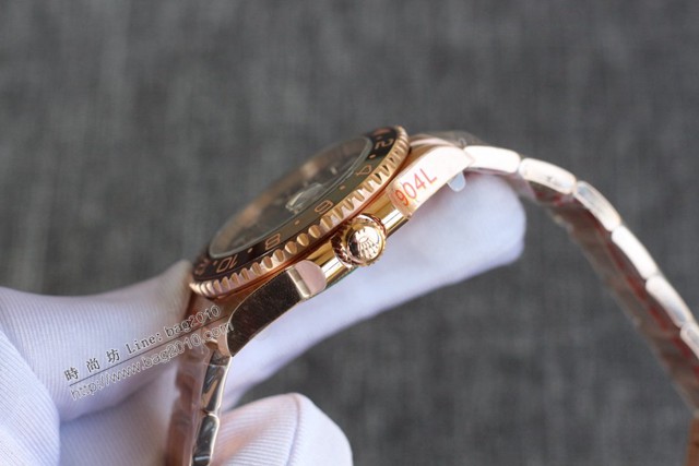 勞力士複刻手錶 Rolex格林尼治ll:黑咖雙色全玫金款男士腕表  gjs1925